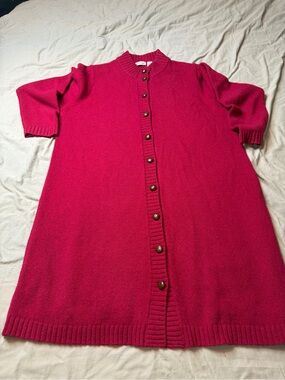 Orvis Cardigan Womens XL Red 100% Shetland Wool Cardigan 90s